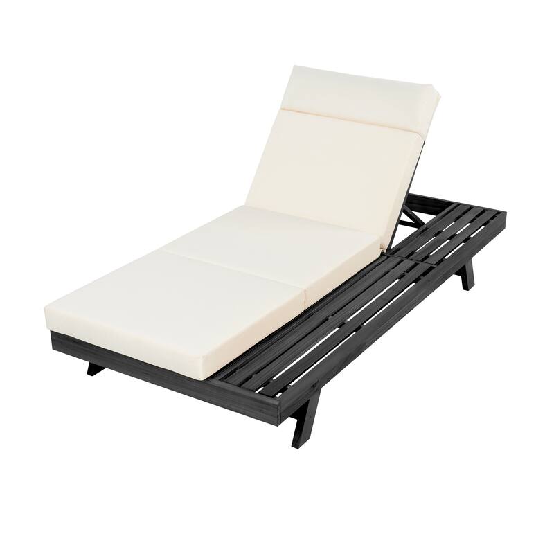 Outdoor Patio Lounge Chair, Adjustable Recliner with Headrest and Retractable Side Tray