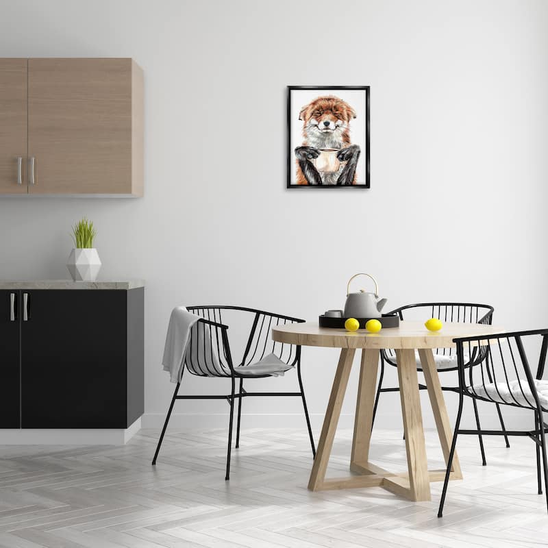 Stupell Happy with Coffee Framed Floater Canvas Wall Art Design by Holly Simental