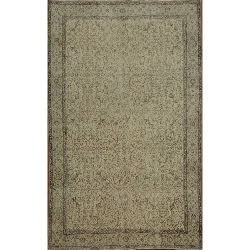 Hand Knotted Oriental 100% Wool Carpet Transitional Floral Beige & Ivories Anatolian Area Rug - 9' 2'' X 5' 8''