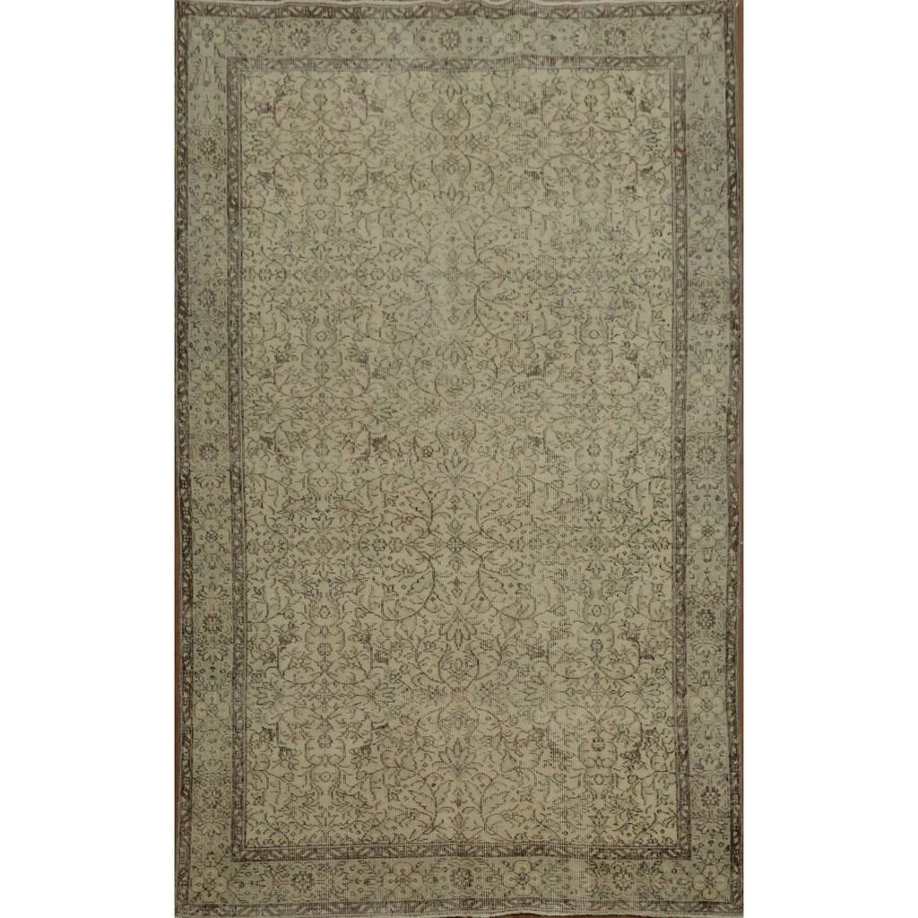 Hand Knotted Oriental 100% Wool Carpet Transitional Floral Beige & Ivories Anatolian Area Rug - 9' 2'' X 5' 8''