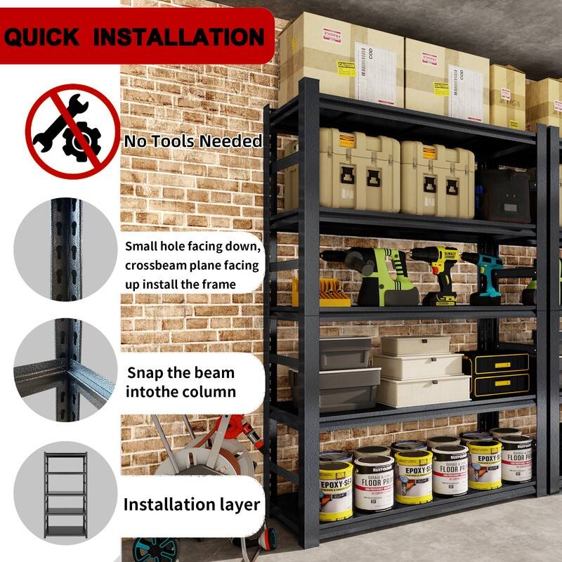 5-Tier Adjustable Heavy Duty Metal Storage Shelves, 2000 lbs, 63"/72"H
