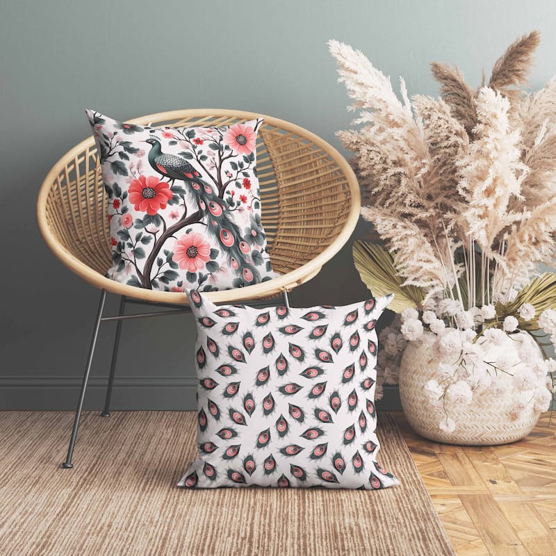 Vibrant Vista Indoor/Outdoor Reversible Throw Pillow Green and Pink