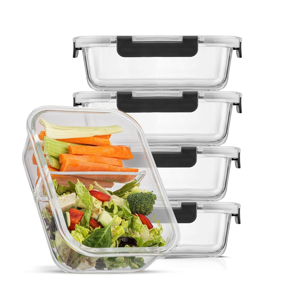 JoyJolt 2-Sectional Food Prep Storage Containers - Set of 5