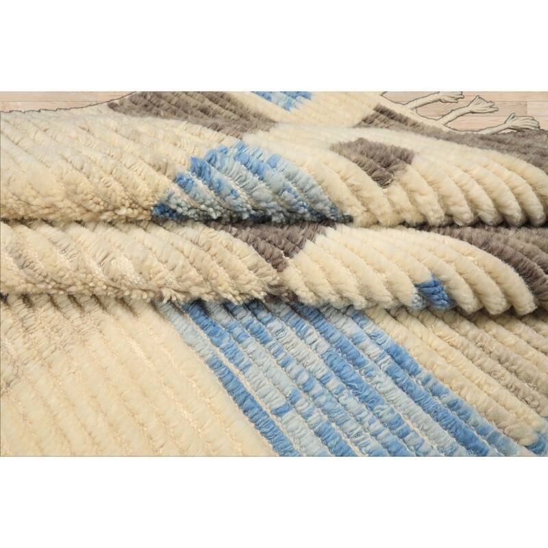 8'2''x10'8'' Tibetano Hand Knotted Wool Ivory Modern & Contemporary Boho Rug - 8' 2'' x 10' 8''