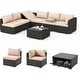 preview thumbnail 33 of 62, EROMMY 6/7 Piece Modular Outdoor Rattan Sofa Set, All-Weather Wicker Patio Furniture with Storage Table, Cushions & Pillows