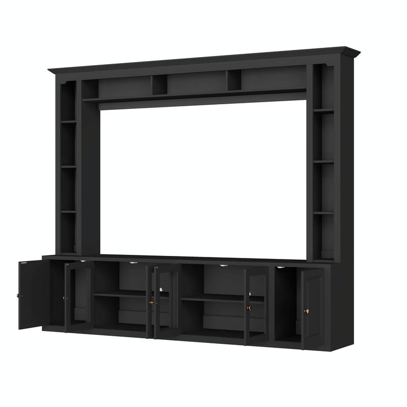 4-Piece Modern Entertainment Center Wall Unit with Bookshelves - All-in-1 Large TV Stand for TVs Up to 80"