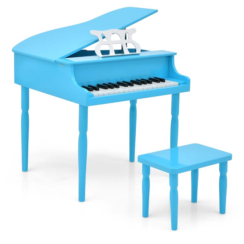 Toddler Toy 30-Key Classic Baby Grand Piano Wood w/ Bench Music Rack - Navy