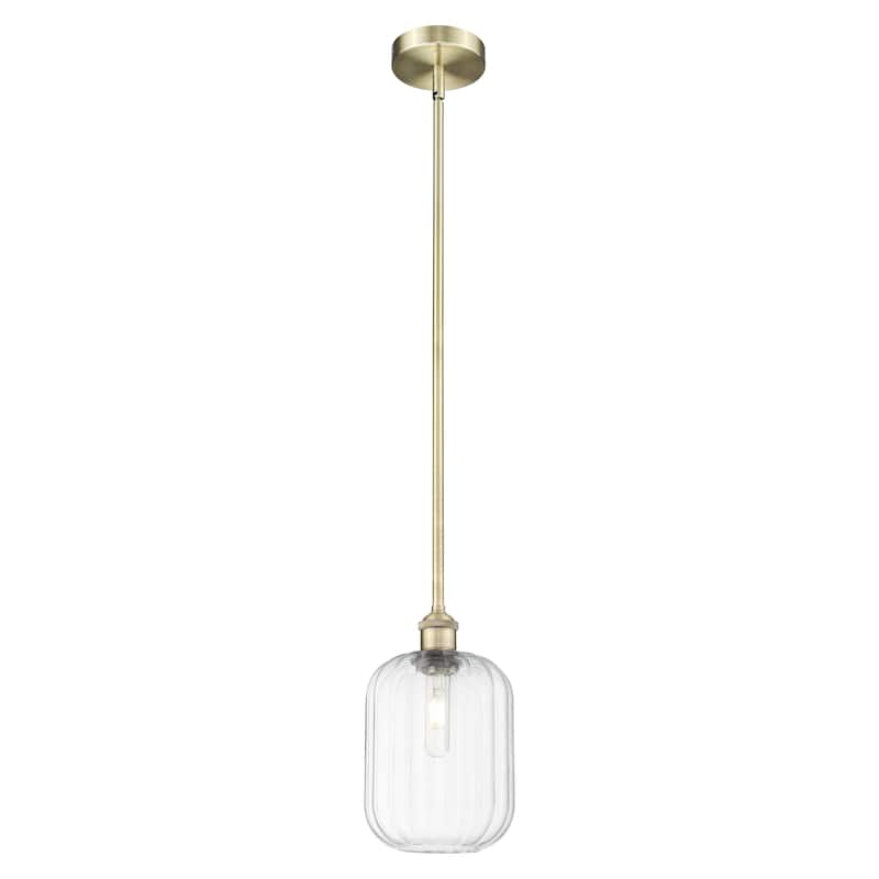 Innovations Lighting Endless Possibilities Edison - Preston - 1 Light 7" Jar Shade Stem Hung Mini Pendant - Antique Brass/Clear