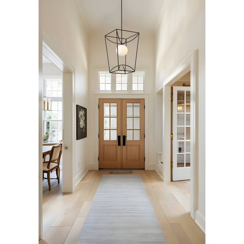 Rochefort Large 1-Light Black Globe Lantern Pendant Light