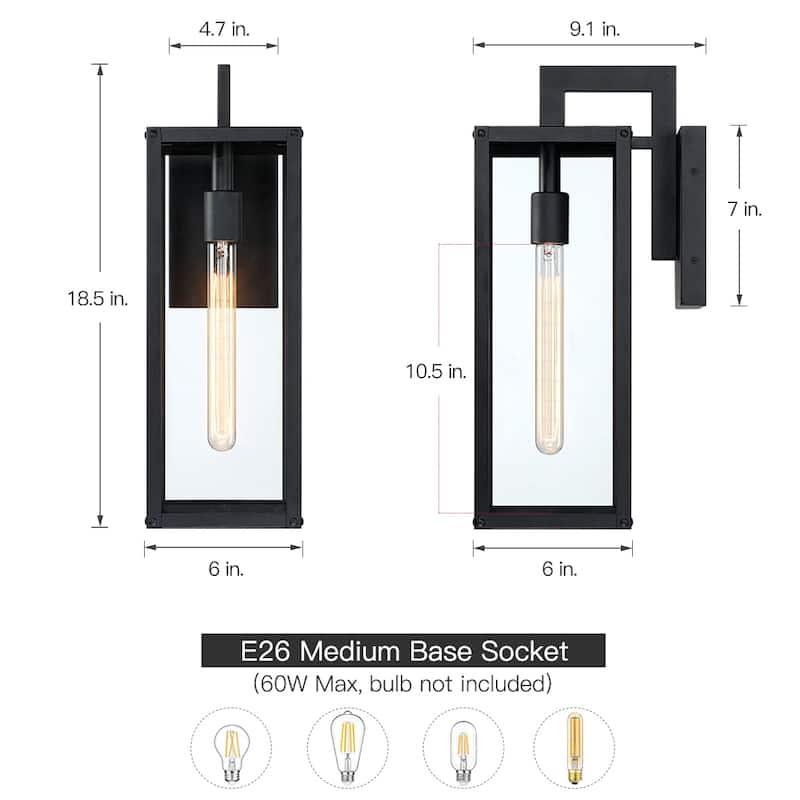 Forti 18.5"H 1-Light Black Outdoor Wall Sconce Lantern Light