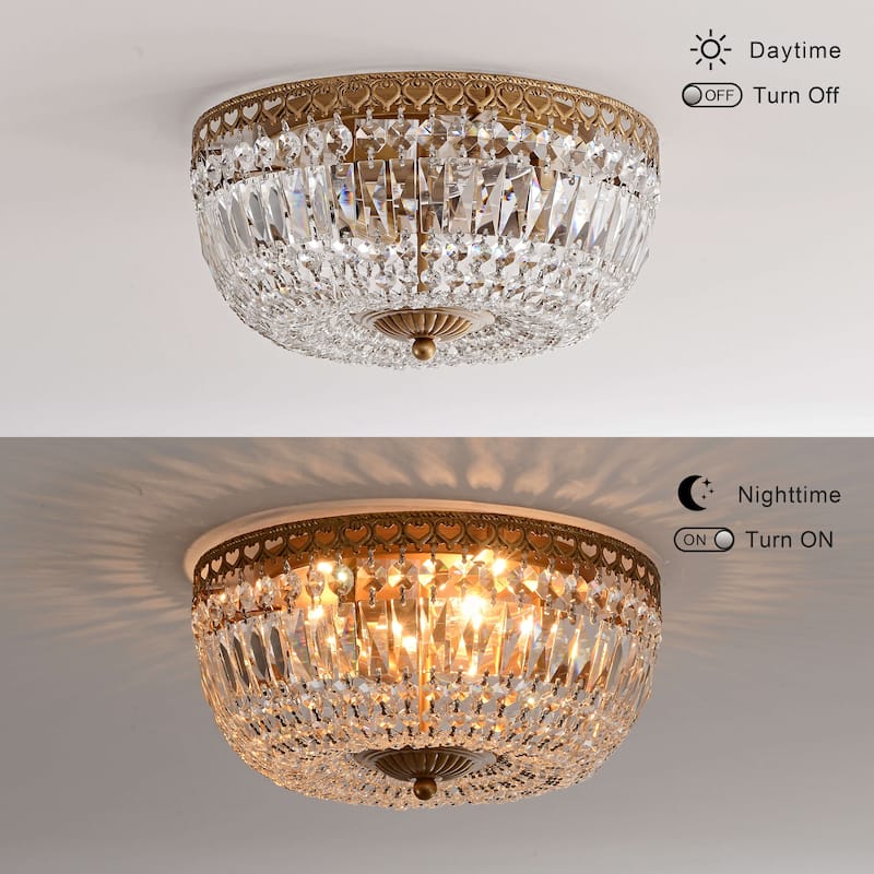 Silver Orchid 14-inch Crystal Flush Mount Chandelier