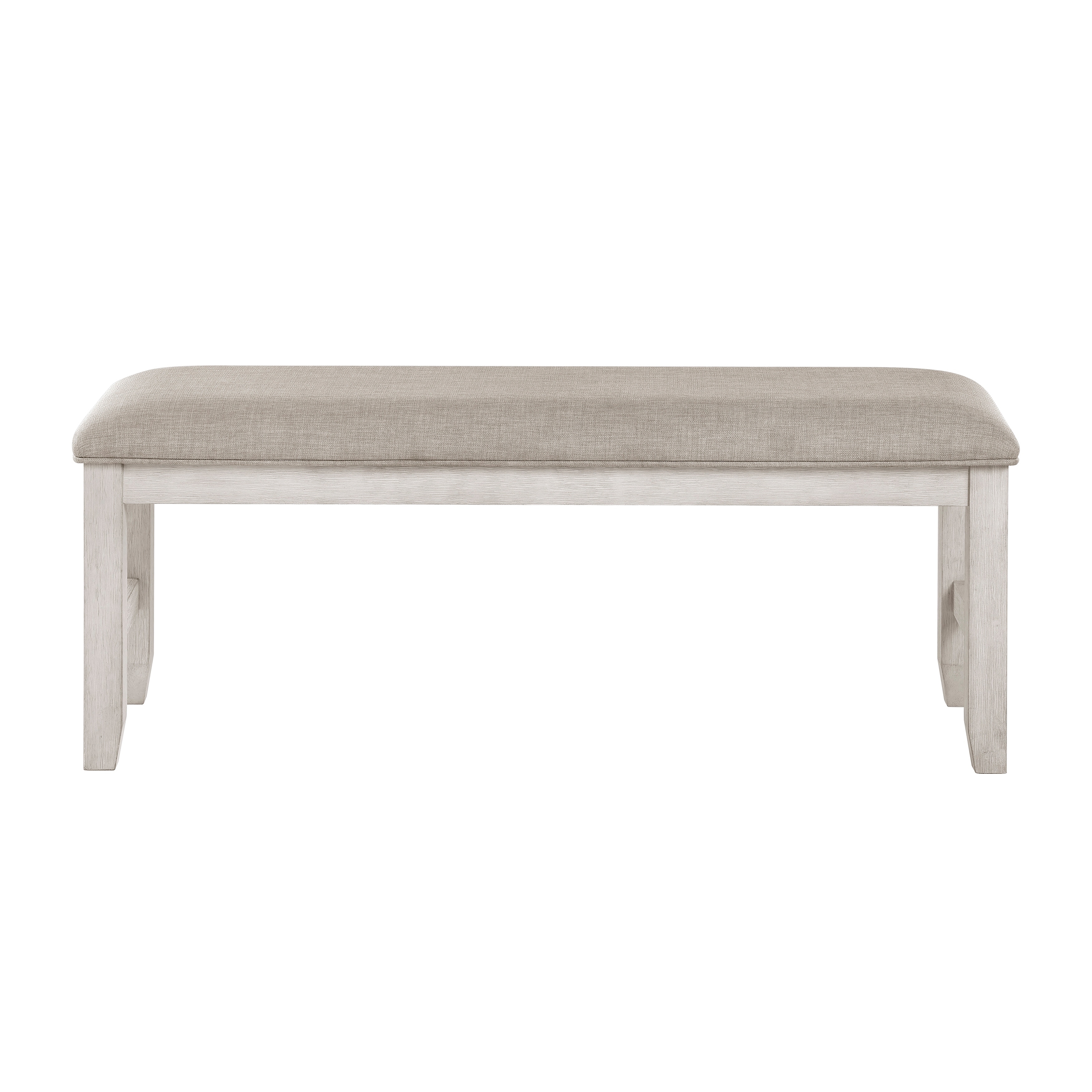 Modern Farmhouse Dining Bench With Upholstered Seat And Antique White Finish