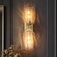 preview thumbnail 1 of 13, Luxmira Modern Luxury Glam Gold Large Bathroom Sconce with Art Glass for Hallway L 21" x W 3.9" - Bright Gold Foil