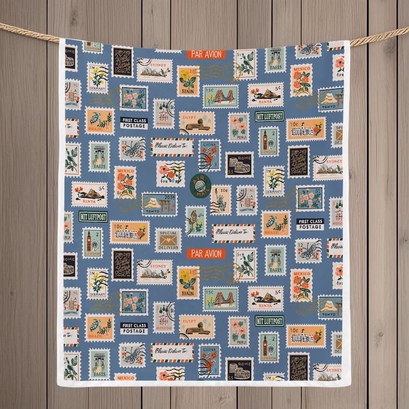 Vintage Postmarks Stamps Blanket, Lightweight Cozy Plush Warm Flannel Throw Blankets for Couch Sofa Bed