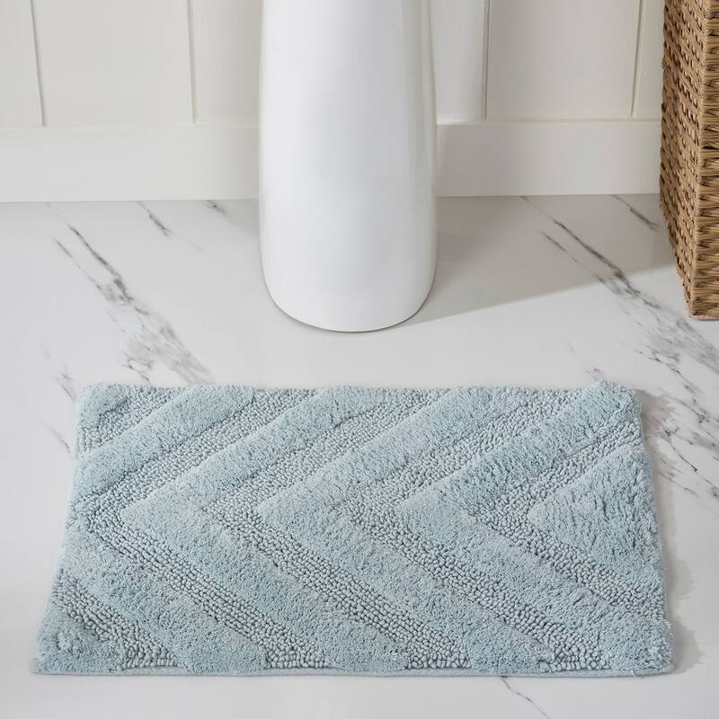 Better Trends Bathroom Rug Set 100% Cotton Tufted Water Absorbent Bath Rug for Shower, Sink Mats Machine Wash Hugo Collection - 6 Piece Set - Blue