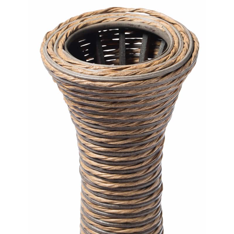 38-inch Tall Artificial Rattan Floor Vase in Elegant Beige - Statement Piece for Living Room Decor, Entryway, or Hallway