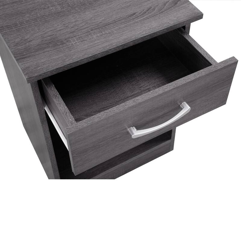 1-Drawer Nightstand with Open Shelf - 24" - Gray