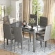 preview thumbnail 2 of 22, Grondin Modern Style 7-Piece Dining Room Table Set with Tempered Glass Tabletop and 6 PU Leather Upholstered Chairs