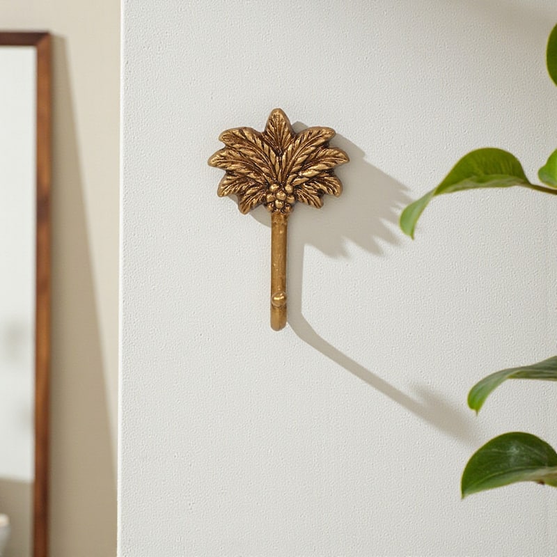 Theira Palm Tree Gold Cast Iron Wall Hook - N/A