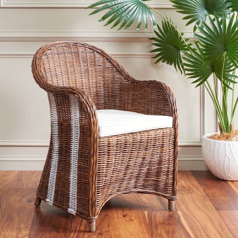 SAFAVIEH Katli Natural/ White Rattan Club Chair - 25.5" x 26.5" x 35.5" - 26Wx27Dx36H