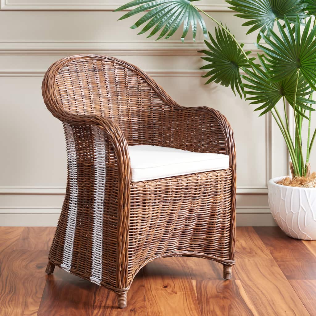 SAFAVIEH Katli Natural/ White Rattan Club Chair - 25.5" x 26.5" x 35.5" - 26Wx27Dx36H