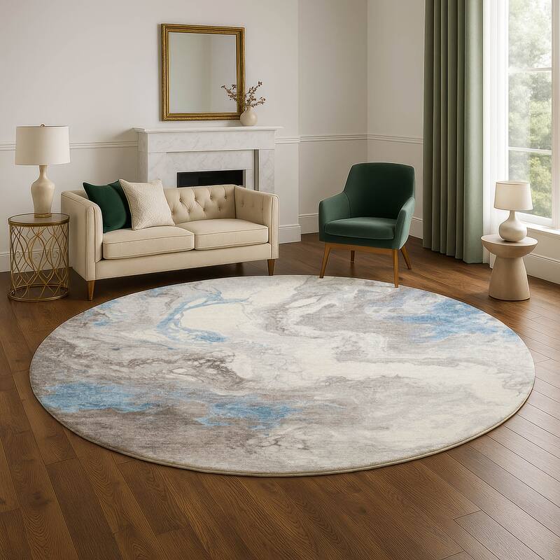 Premium Washable Super Soft Abstract Contemporary Mayfield Rug - 8' x 8' - Taupe