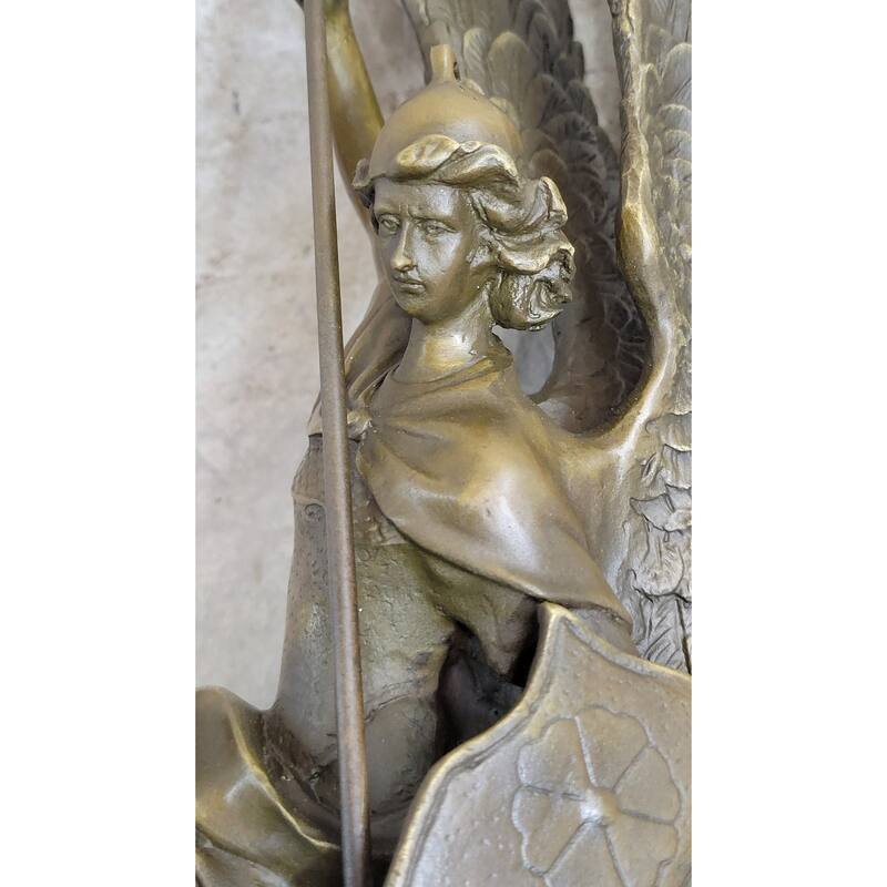 Signed Saint George Killing Dragon Bronze Sculpture Art Statue Figure Figurine