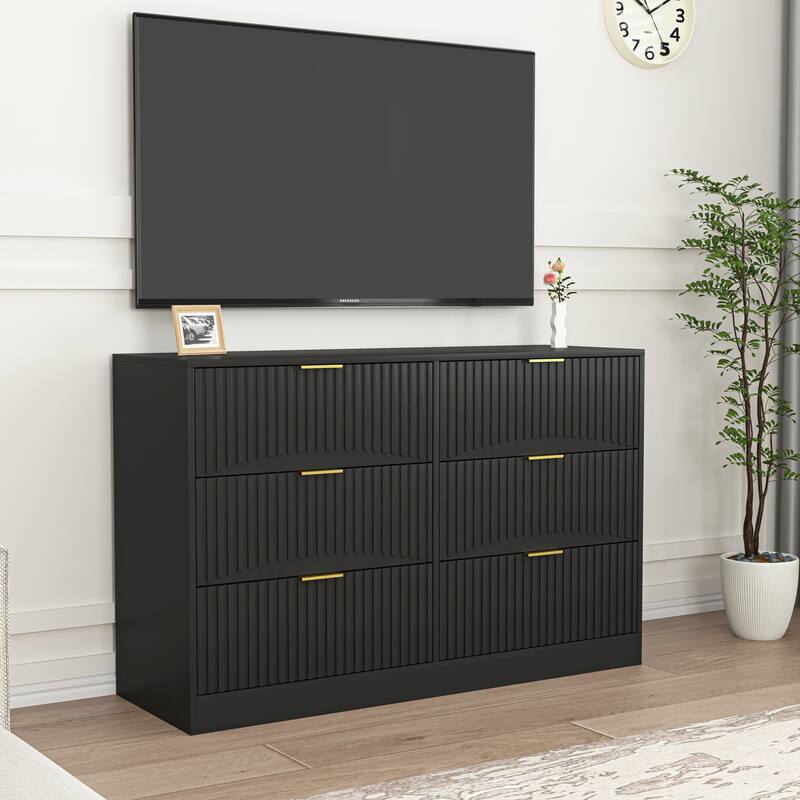 Modern 6-Drawer Dresser, Chest of Drawers for Bedroom, Living Room, Hallway, and Entryway - Large Storage Cabinet