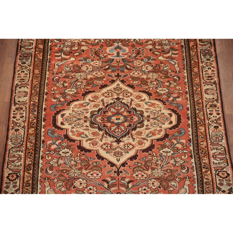 Hand Knotted Oriental 100% Wool Carpet Traditional Floral Oranges & Rust Lilian Area Rug - 10' 8'' X 4' 9''