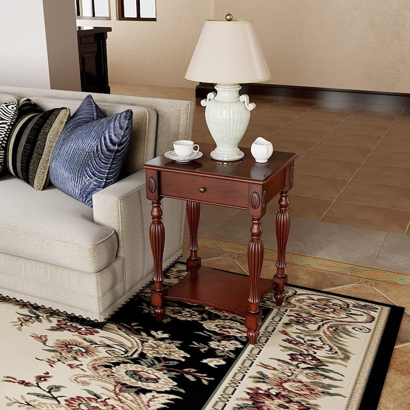 Solid Wood Coffee Table Console Table with Storage Drawer