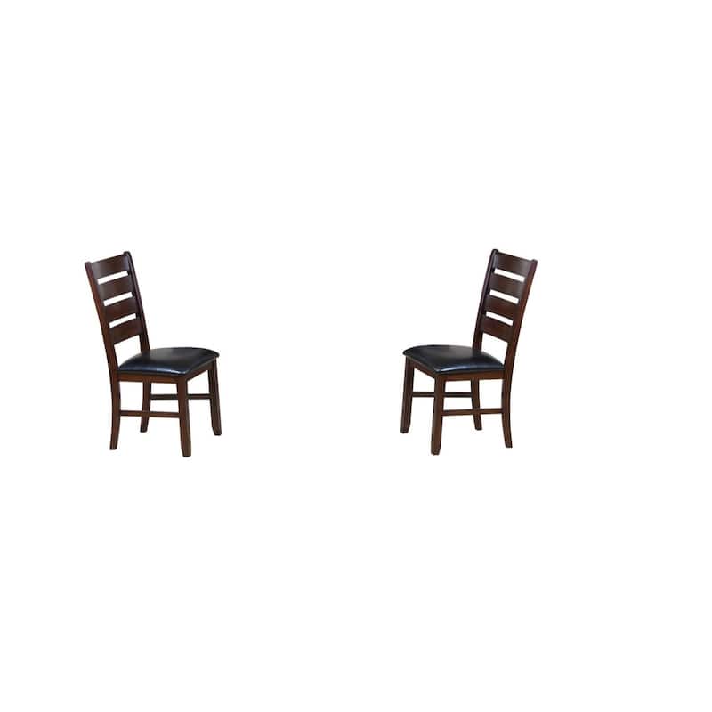 Faux Leather Ladder Back Side Chairs and Solid Wood Set of 2 - 23” L x 20” W x 40” H - Espresso
