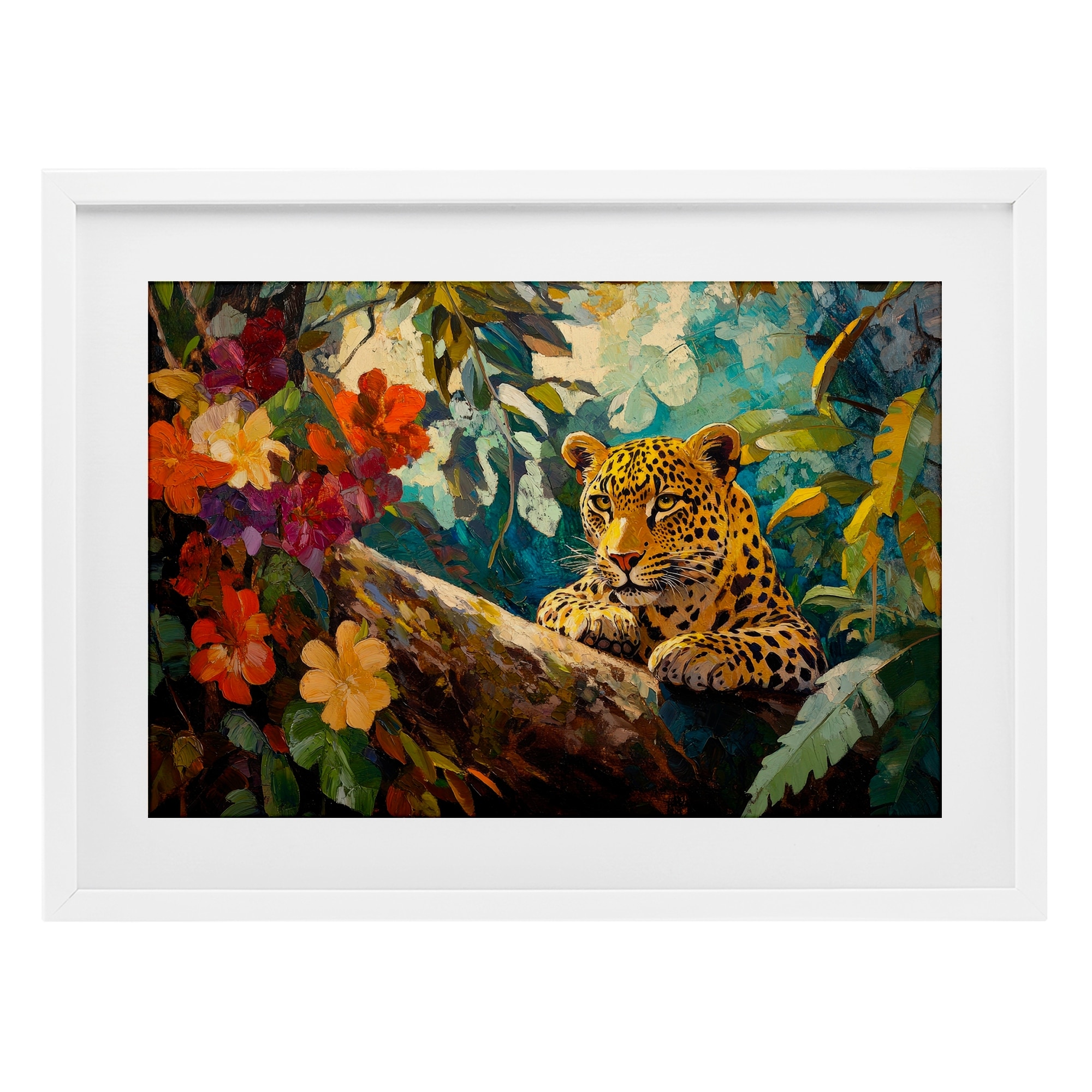 Stupell Perched Above Jungle Cat Under Glass Framed Design By Petal Prints Design