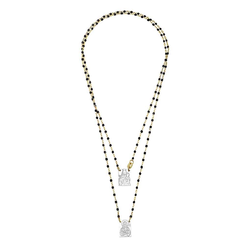 Roberto Martinez Sterling Silver Enamel Bead Mother-of-Pearl Scapular Necklace