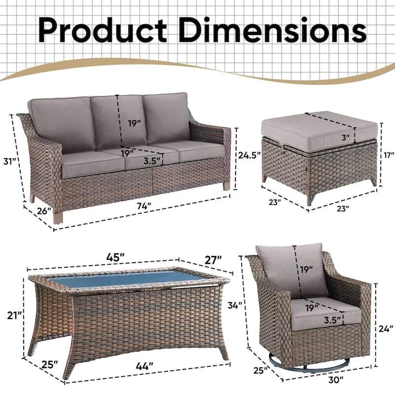 Pocassy All-Weather Rattan Patio Funiture Set