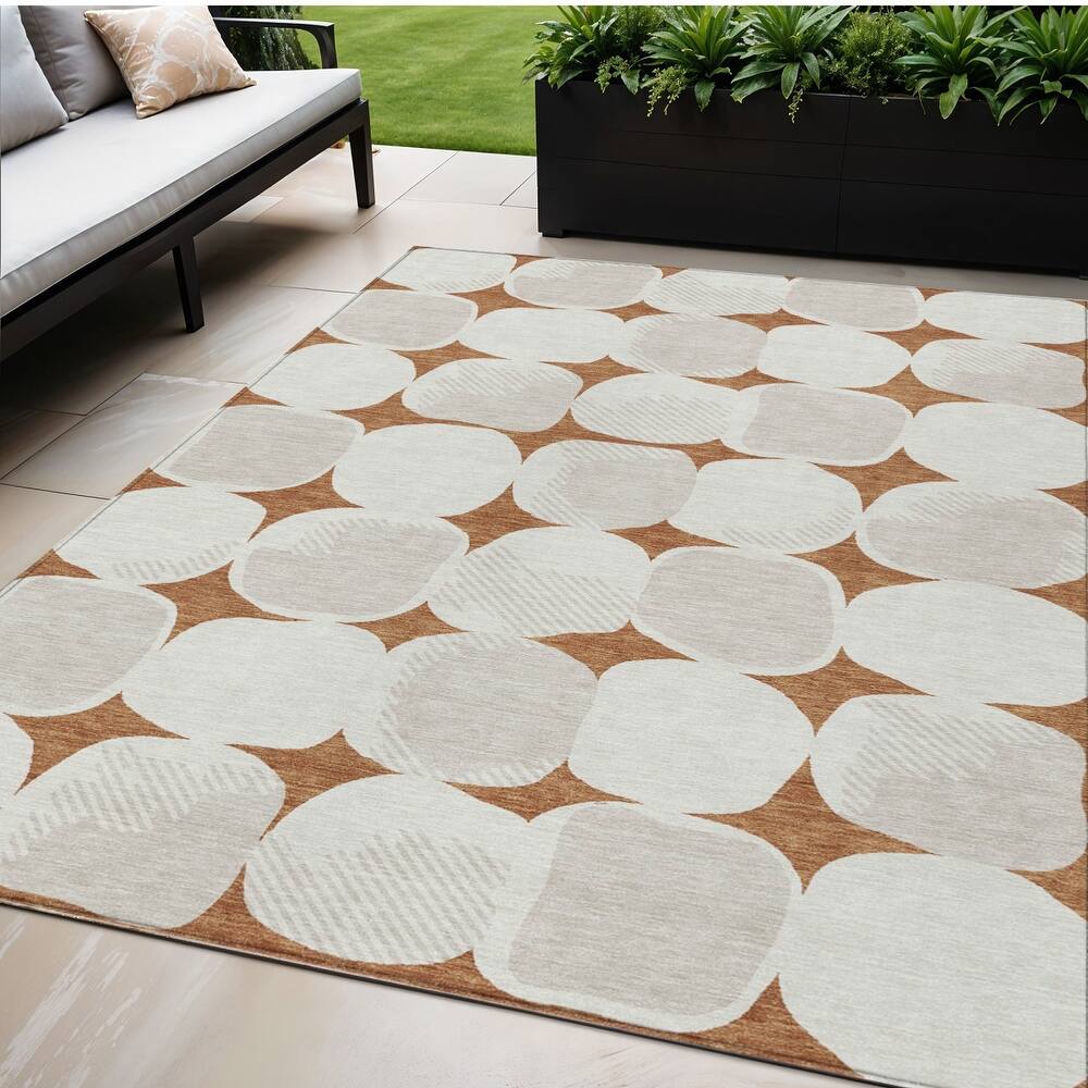 HomeRoots Abstract Transitional Rectangle Outdoor Rug