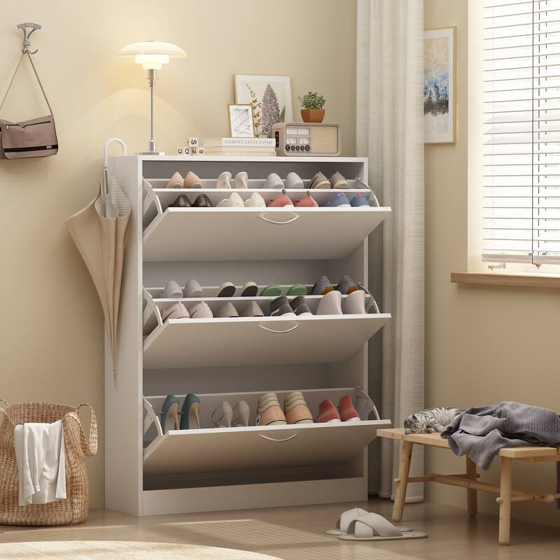 Home Modern 3 Drawer Shoe Cabinet 3-Tier Shoe Rack Storage Organizer