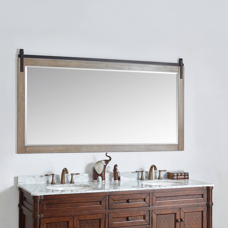 Cortes 72" Bathroom Vanity Barndoor Wall Mirror in Grey