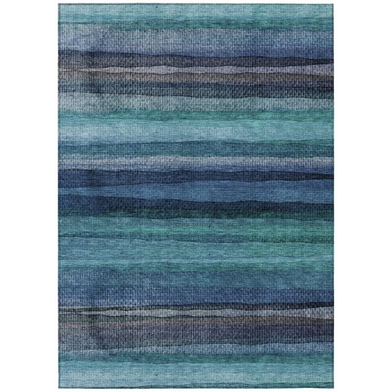 HomeRoots Striped Transitional Rectangle Outdoor Rug