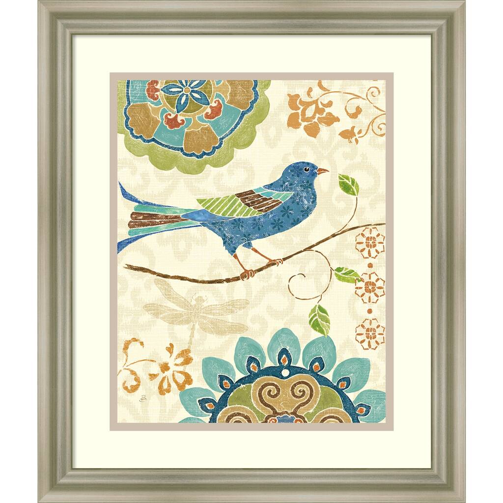 Framed Art Print 'Eastern Tales Birds I' by Daphne Brissonnet 17 x 20-inch