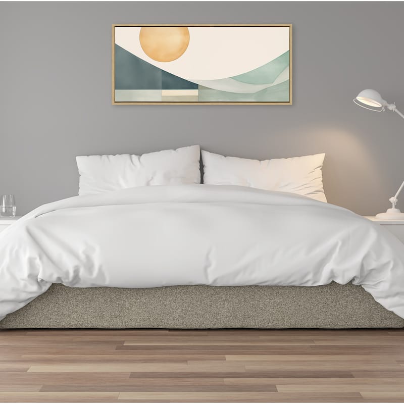 Kate and Laurel Sylvie Mid Century Modern Abstract Geometric Coastal Landscape Framed Canvas by The Creative Bunch Studio