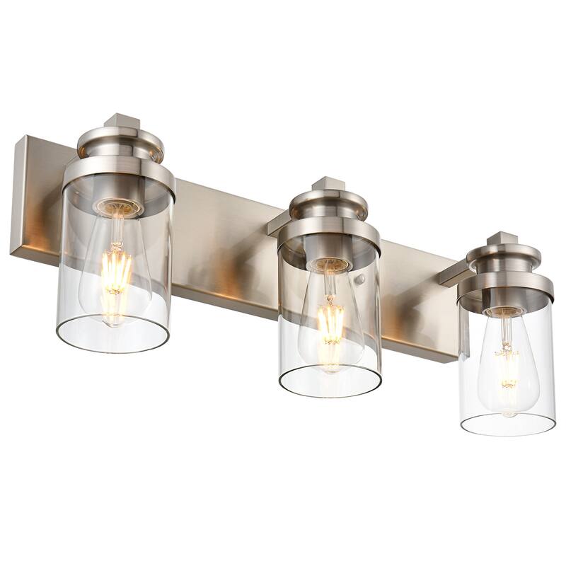 Industrial Vanity Light fixture with Clear Glass Shade