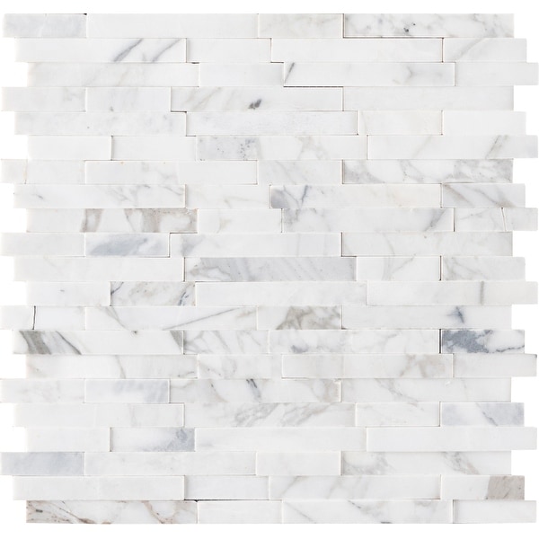 MSI SMOT-PNS-CALIL3D-6MM Calacatta Cressa - 12" x 12" Linear Mosaic Sheet - Honed Marble Visual - Sold by Carton (15 SF/Carton)