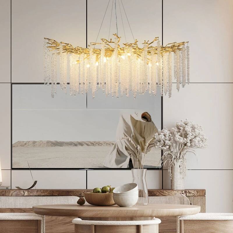 KAYLA 18-Light Crystal Chandelier, Luxury Round Tree Branches Chandelier