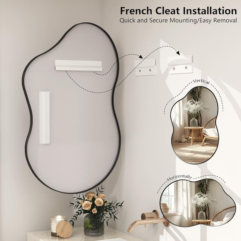 Asymmetrical Cloud High-Strength Aluminum Alloy Framed Easy French Mounted Wall Mirror