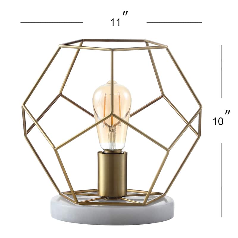 Daniel 10" Metal/Marble LED Table Lamp, Brass by JONATHAN Y