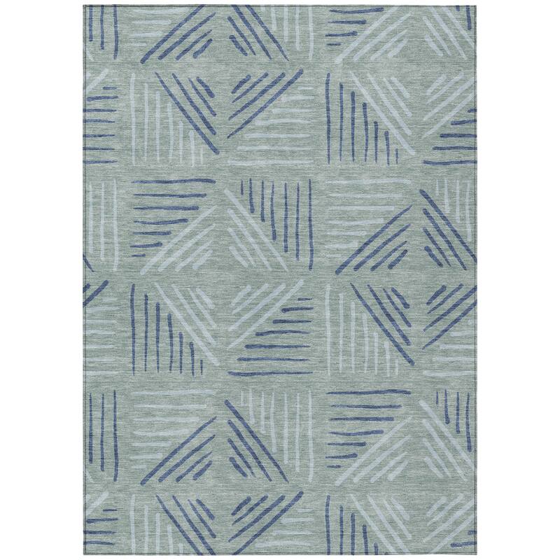 Machine Washable Indoor/ Outdoor Geo Dia Chantille Rug
