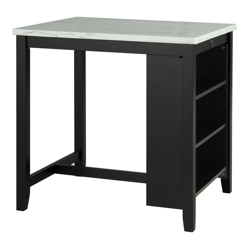 DH BASIC 3-Piece Black 3-Shelf Counter Height Dining Set with USB Ports by Denhour