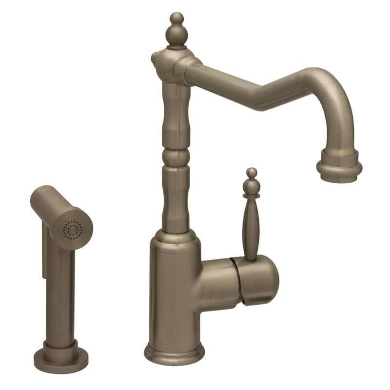 Whitehaus Collection JEM Single Lever Kitchen Faucet with Side Spray - Brushed Nickel