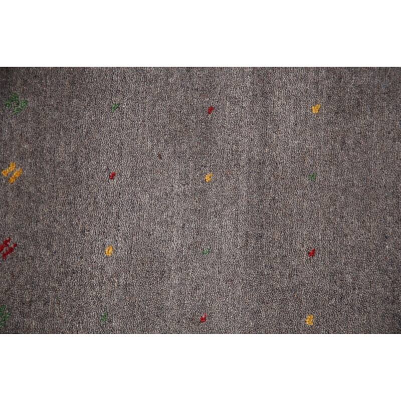 Tribal Gray Gabbeh Oriental Area Rug Handmade Wool Carpet - 7'9" x 9'10"