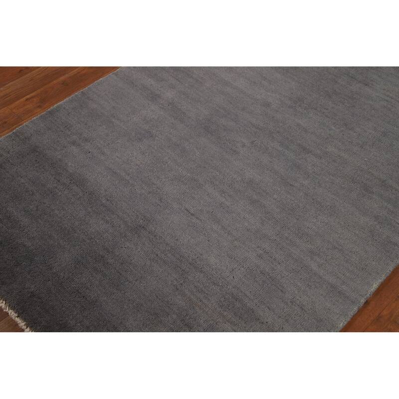 Gray Gabbeh Modern Rug Handmade Wool Carpet - 3'5" x 4'11"